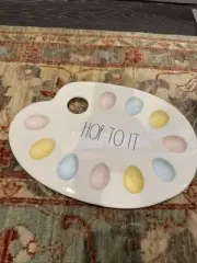 RAE DUNN "HOP TO IT" Easter EGG PLATTER ARTIST PAULETTE 15.5" X 11" Fast Ship
