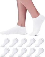 [Niorasen] Trainer Socks Men Women 39-42 43-46, 10 Pairs Cotton Short Trainer Socks, Half Socks, Black, White, Grey, 35-38, 47-50, White x 10, 10-12 US
