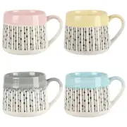Gibson Home Morning Mist 4 Piece 15 Ounce Stoneware Belly Mug Set in Assorted Co
