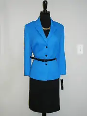 NEW $$$ TAHARI SKIRT SUIT 10 ROYAL BLUE BLACK PROFESSIONAL STYLISH CHIC!