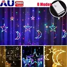 Moon Star Fairy Lights LED Curtain String Light Wedding Party Home Decor 8 Mode