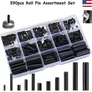 390pcs Roll Pin Assortment Set Slotted Spring Pins Split Dowel Tension Roll Pins