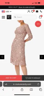 Adrianna Papell Blush Mauve Beaded & Sequin Boat Neck MIDI Dress sz 20 NWT Weddi