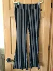 New No Boundaries Stripe Knit Flare Pants Juniors Women Many Sizes Black White