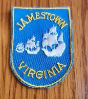 Jamestown Virginia Patch Ships Blue/Yellow Vintage Cloth Advertising Patch