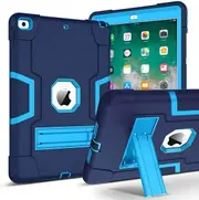 For Apple iPad 6 6th Gen 9.7 inch 2018 Hybrid Fancy Shockproof Heavy Duty Kickstand Case Cover (Navy Blue)