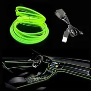 USB EL-Wire Fluorescent Green, 10 m Flexible Neon Light Tube, DC 5 V Neon Tube, Interior Light Strip for Car Interior, Gap Decoration Lighting