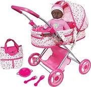 Deluxe Doll Pram with African American Baby Doll