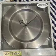 Skytimer Silver Solid Metal Wall Clock 10”