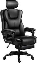 Desk Office Chair,High Back Chair with Adjustable Headrest, PU Leather Computer Chair with Foot Rest, Executive Office Chair with Wheels