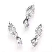 2x Long-Lasting Plated Brass Micro Pave Cubic Zirconia Ice Pick Pinch Bails 18mm