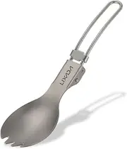 Half Polished Titanium Folding Spork Lightweight Outdoor Dinner Spork Flatware for Travel Camping Backpacking