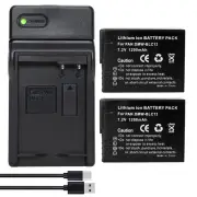 2x DMW-BLC12 Battery +Charger for Lumix DMC-G85 FZ200 FZ1000 G5 G6 G7 GH2 GX8