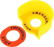 OSALADI Push Switch Button Protective Cover with Emergency Stop Warning Circle Emergency Stop Button Cover Button Guard