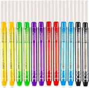 Ipienlee 36pcs Pencil Erasers Pen-Style Eraser Portable Mechanical Eraser Include 12pcs Click Eraser Pen and 24 Click Eraser Refills for Artist or Students (B - 12pcs Erasers + 24pcs Refills)
