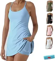 [Watrey] The Ultimate Tummy Control Backless Active Dress, Shapewear for Backless Dress with Shorts, Workout Exercise Dresses