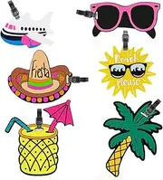 BieFuDan 6 Pack Funny Luggage Tags, Cute Travel Baggage Tags Suitcase Bag Labels Backpack Identifier, Colorful Luggage Tags Plane Cruise Ships with Belt Strap