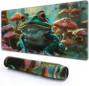 RMJKXQZG for MTG Playmat 27.5" x 15.74" with High Elastic Rubber Base Non-Slip Rubber Sole HD Printing for MTG Mat Magic Mat Card Playmat Magic Playmat Gaming Mouse Pad, A Frog with Mushrooms