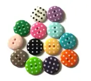 30 pcs Cute retro polka dot buttons mix rainbow colors size 15 mm colors