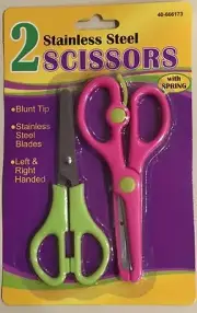 2 Stainless Steel Scissors-Pink and Green, Great for SCHOOL, OFFICE, AND HOME!!!