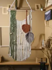 macrame wall hanging,Boho Leaves Tapestry Wall Decor Art,Chic Bohemian Handma...
