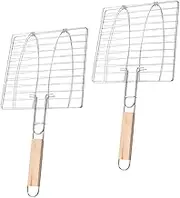 NAMOARLY Barbecue Grill Basket Fish Grill Basket Iron Rack 2pcs Outdoor Camping Picnic