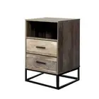 Bedside Table 2 Drawers with Shelf BADAN Artiss