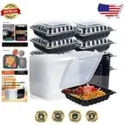 25 Pack Reusable 34 oz Anti-Fog Meal Prep Containers - BPA Free & Microwave Safe