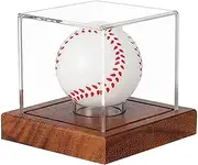 Sports Ball Display Case with Wooden Base - UV Protected Display Case for Sports Balls Collectable, Wooden Base Display Box For Official Size Balls, Premium Protection For In Wooden Base