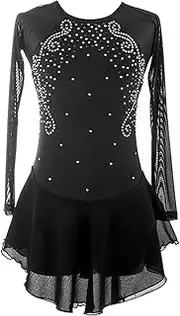 [Zagitova] Ice Figure Skating Dress Girls Women with Diamond, Competition Stage Long Sleeves Dance Wear for Youth