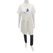 Weatherproof Vintage Ladies Gauze Button Front Dress w Belt Large Size Off White