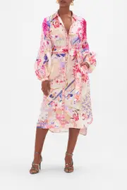 HIGH LOW MIDI SHIRT DRESS ROSE BED RENDEZVOUS
