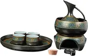 Saké Ceramic Sake with Warmer Pot, Traditional Hot Drink Porcelain for