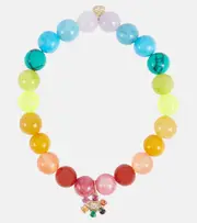 [Sydney Evan] Sydney Evan 14kt gold and jade beaded bracelet with diamond One Size multicoloured