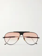 [Jacques Marie Mage] Jacques Marie Mage - Daido Aviator-style Titanium Sunglasses - Black - One size One size Black