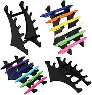 Qfeley Clear Pen Holder Display Stand, 4 Pack 6-Slots Plastic Fountain Pen Display Stand Vertical Pen Display Stand Rack Eyebrow Pen Display Stand Makeup Nail Brush Rack Organizer Holder, Black