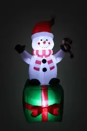 Christmas Lighted Air Blown Inflatable Yard Decoration Snowman Scarf Candy Cane
