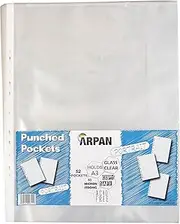 Arpan A3 Transparent Plastic Wallets for Professionals, School, Portrait Strong Plastic Polly Pockets Wallet Sleeves Clear Finish – (Pack of 52)