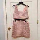 HOUSE OF HARLOW 1960 TWEED PIXIE DUST METALLIC CROPPED TOP AND SKIRT SET M $298