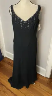 Davids Bridal Black Dress 12 Beaded Sleeveless MOB bridesmaid Formal