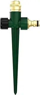 Metal Lawn Sprinkler, Automatic Brass Sprinkler with Spike Base, 360° Adjustable Sprinkler System for Grass Patio Garden Irrigation