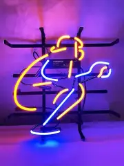 Shea Stadium Baseball Catcher Neon Sign 20"x16" Bar Light Lamp Hanging Decor