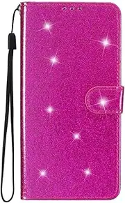 Designed for Samsung Galaxy S20 Plus Magnetic Rose Wallet Flip Cases Phone Cover for Women with Card Holder & Kickstand & Wrist Strap Glitter PU Leather