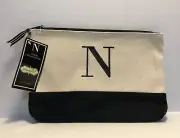 Mud Pie Canvas Initial Clutch Bag 97262N New With Tags