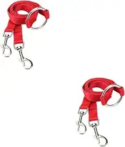 2pcs 2 in 1 Dog Leash Set Red No Tangle Dog Double Leads for Small Pet Walking Hauling