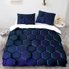 Set King Size 220x230 cm Geometric Hexagon Duvet Set Breathable Comforter
