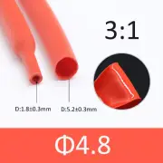 3:1 Heat Shrink Tubing 4.8mm All Colours Glue Sleeving Sleeve 1 Meter Tubes