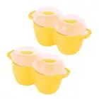 2x Progressive Prep Solutions Microwave Poach Perfect 2-Egg Cooker/Steamer YLLW