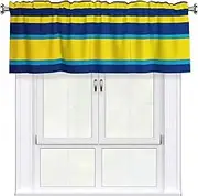 LHBWCVN Yellow and Blue Stripes Valances for Windows, Rod Pocket Window Treatment Drapes Farmhouse Kitchen Curtains Short Blackout Window Curtains for Living Room Bedroom Decor 54x18 Inch
