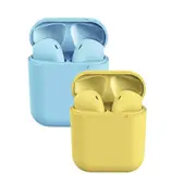 2 Packs Wireless Earbuds inPods 12 Touch Control Bluetooth 5.0 Earbuds Earphone with Storage Case-Blue&Yellow